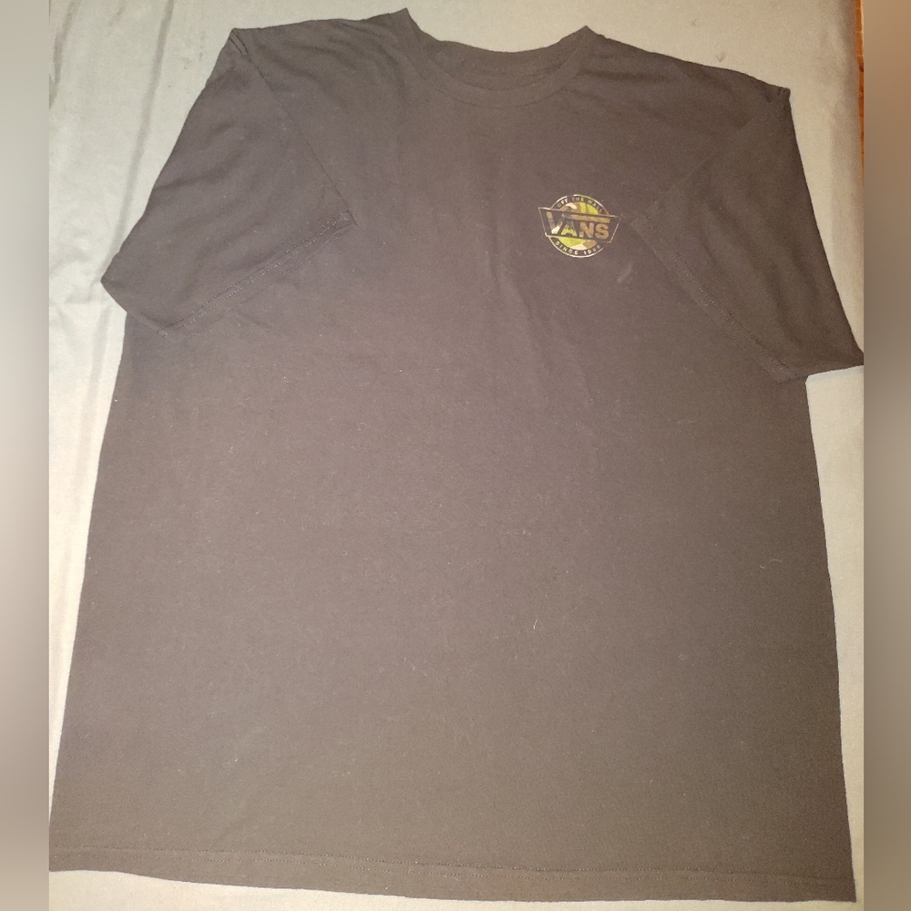 Vans Mens Black Camo Print Logo T-Shirt Size XXL 2XL Graphic tee